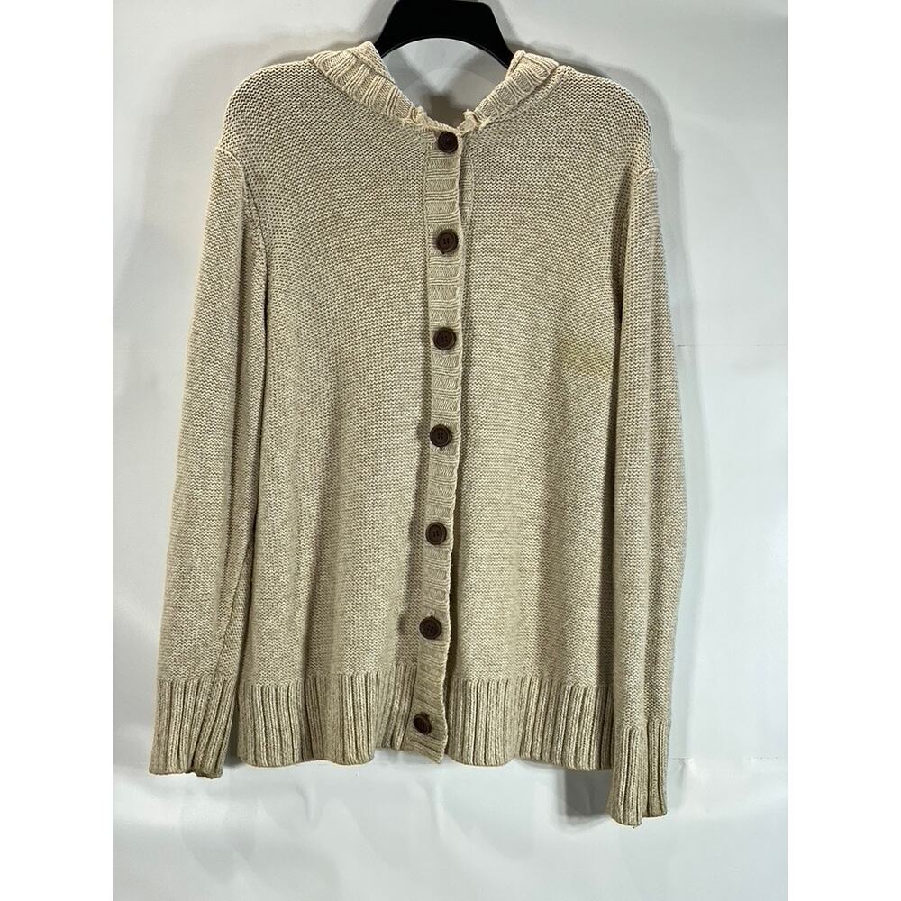 GUIDE SERIES Women's Beige Button Down Ribbed Hooded Sweater SZ 1X